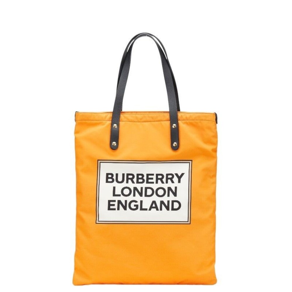Burberry Logo Nylon Leather Tote Bag Orange